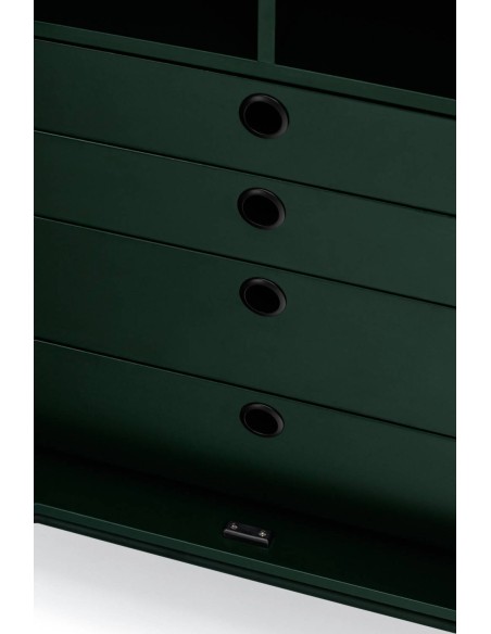 TEULAT APARADOR ALTO PUNTO, DM lacado verde, metal negro