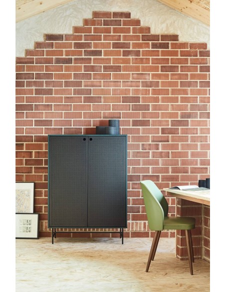 TEULAT APARADOR ponto ALTO, DM lacado verde, metal preto