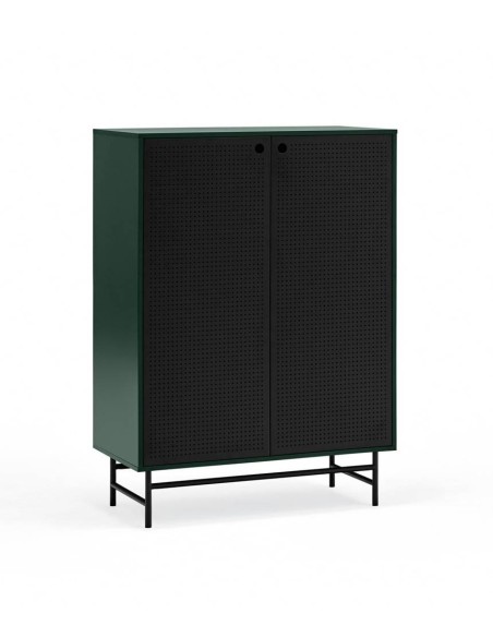 TEULAT APARADOR ALTO PUNTO, DM lacado verde, metal negro