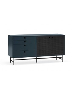 TEULAT APARADOR ponto 150X47, DM lacado azul e metal preto