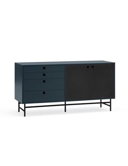 TEULAT APARADOR PUNTO 150x47, DM lacado azul y metal negro
