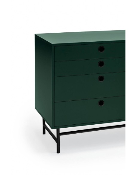 TEULAT APARADOR PUNTO 150x47, DM lacado verde y metal negro