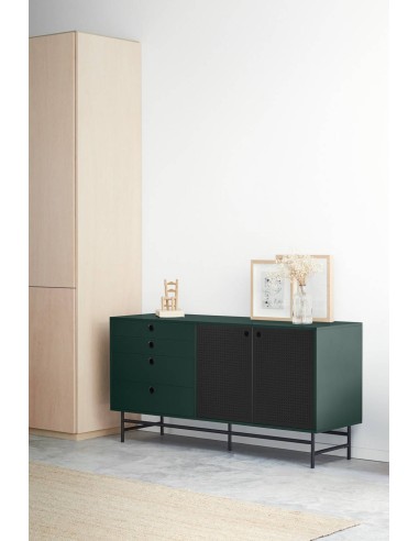 TEULAT APARADOR PUNTO 150x47, DM lacado verde y metal negro