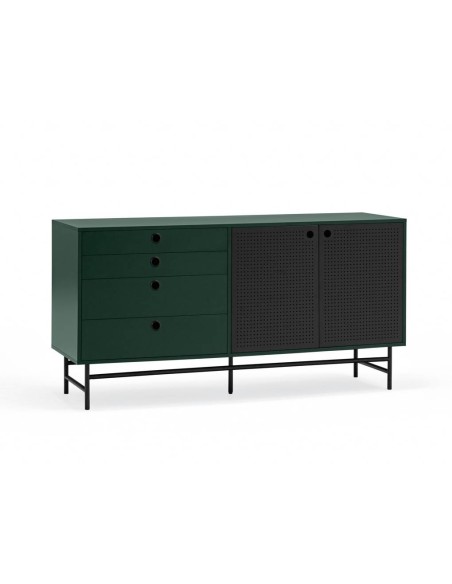TEULAT APARADOR PUNTO 150x47, DM lacado verde y metal negro