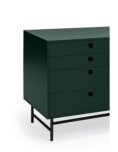 TEULAT APARADOR PUNTO 210x47, DM lacado verde y metal negro