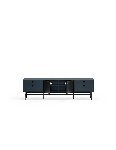 TEULAT armário TV ponto 180X40, DM lacado azul e metal preto