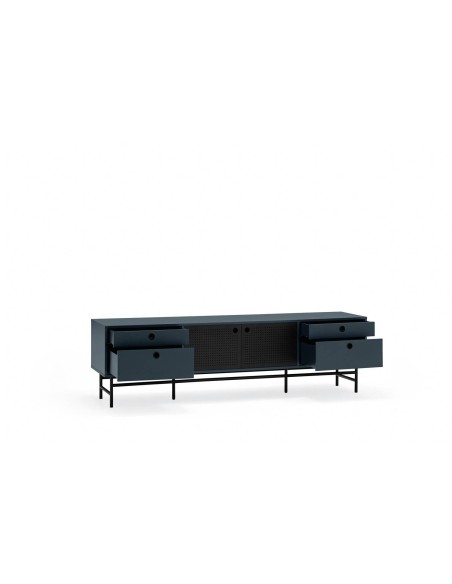 TEULAT armário TV ponto 180X40, DM lacado azul e metal preto