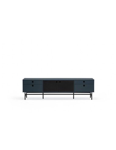 TEULAT armário TV ponto 180X40, DM lacado azul e metal preto