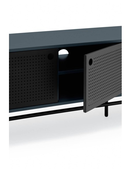 TEULAT armário TV ponto 180X40, DM lacado azul e metal preto