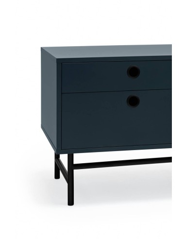 TEULAT armário TV ponto 180X40, DM lacado azul e metal preto