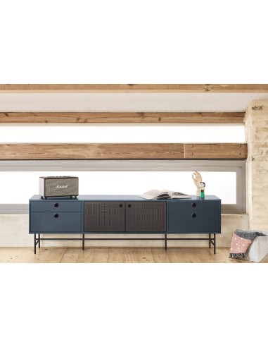TEULAT MUEBLE TV PUNTO 180x40, DM lacado azul y metal negro