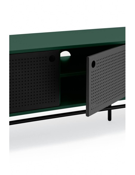 TEULAT armário TV ponto 180X40, DM lacado verde e metal preto