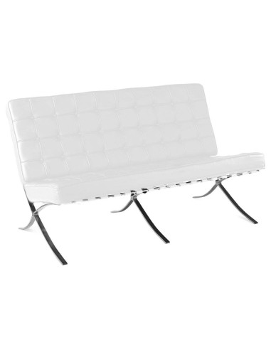 Sofa 2 plazas BARNA cuero sintetico blanco