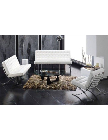 Sofa 2 plazas BARNA cuero sintetico blanco