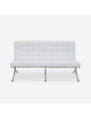 Sofa 2 plazas BARNA cuero sintetico blanco