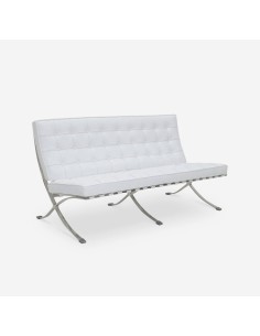 Sofa 2 plazas BARNA cuero sintetico blanco