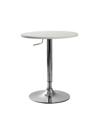 Mesa alta de cocina Label 70, Elevable, tapa madera bilaminada soft blanca