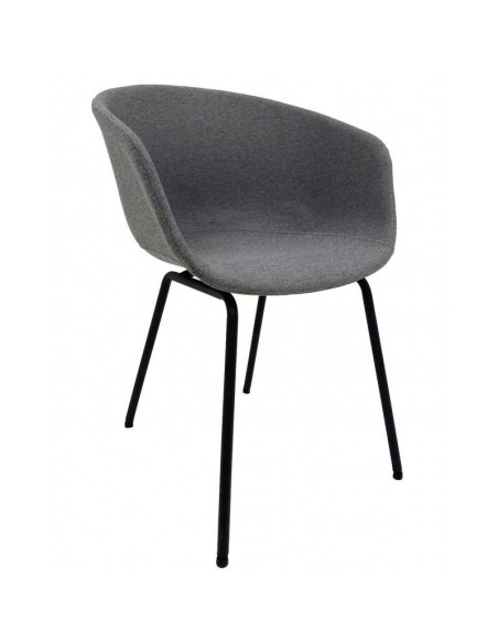 Poltrona KIEL, metal, estofamento em tecido cinza claro