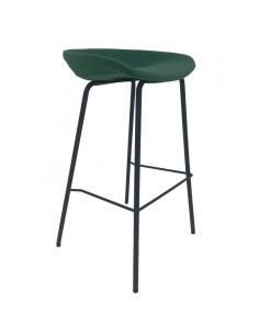 Taburete KIEL, metal, tapizado tejido verde