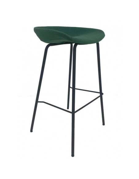 Taburete KIEL, metal, tapizado tejido verde