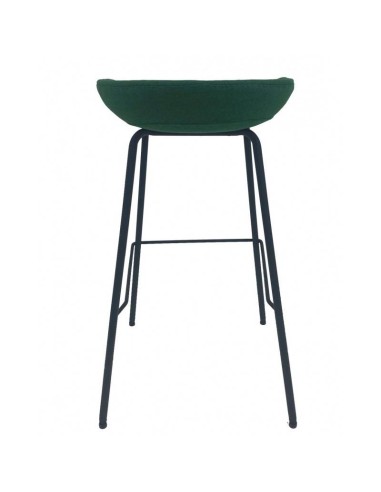 Taburete KIEL, metal, tapizado tejido verde