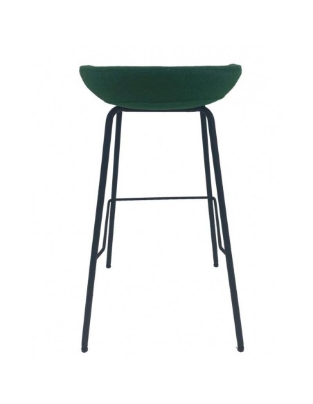 Taburete KIEL, metal, tapizado tejido verde