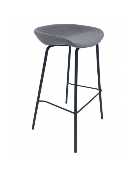 Taburete KIEL, metal, tapizado tejido gris claro