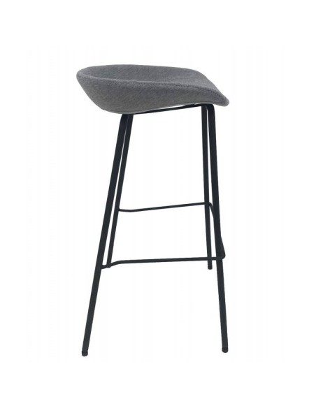 Taburete KIEL, metal, tapizado tejido gris claro