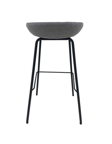 Taburete KIEL, metal, tapizado tejido gris claro