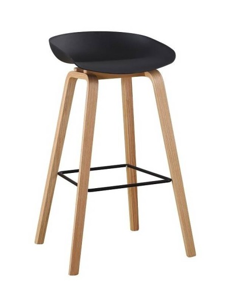 Taburete nordico para cocina Kawa, resina, madera