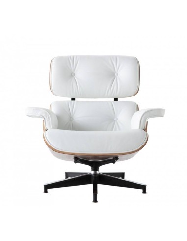 Poltrona Lounge Chair couro sintético branco,...