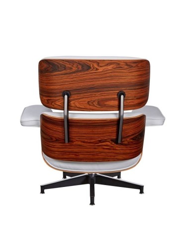 Sillón Lounge Chair similpiel blanco, madera...