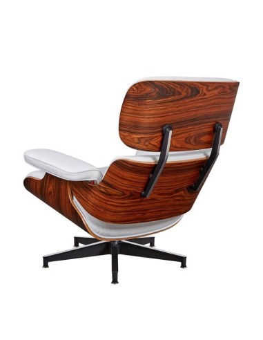Sillón Lounge Chair similpiel blanco, madera...