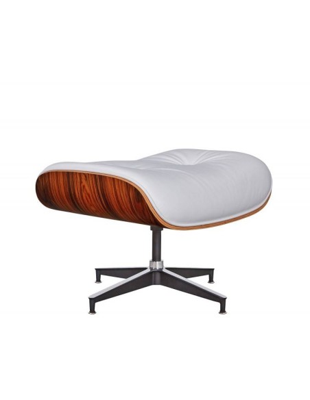 Sillón Lounge Chair similpiel blanco, madera palisandro