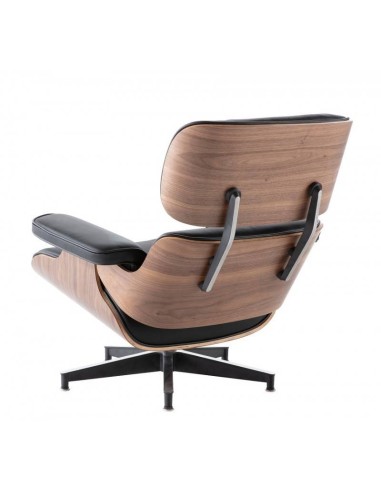 Poltrona Lounge Chair com ottoman, pele preto,...