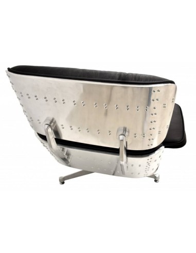 Sillón Lounge Chair con ottoman. Piel negra,...