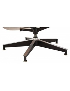 Poltrona Lounge com ottoman, couro branco, madeira pau-rosa 2