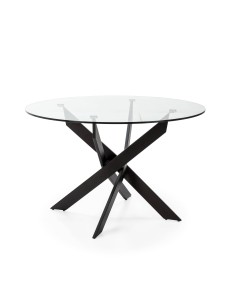 Thur 120 Mesa DE CRISTAL Redonda de Diseño, metal negro.
