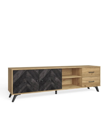 MUEBLE TV DELTA 180X40, MELAMINA NATURAL Y SERIGRAFIA
