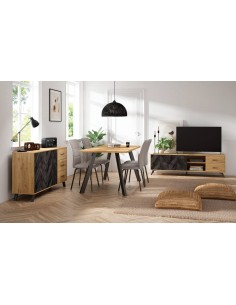 MUEBLE TV DELTA 180X40, MELAMINA NATURAL Y SERIGRAFIA 2