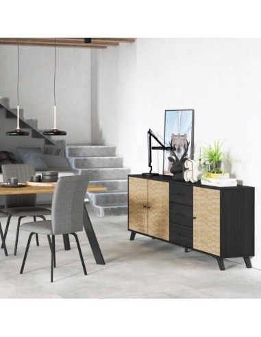 APARADOR moderno HANOI 180x40, BOCAMINA negro y...