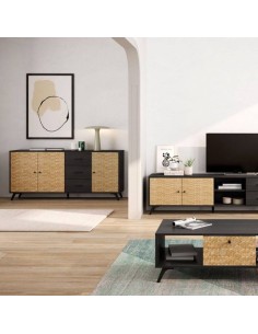 HANOI 180x40 TV moderna FURNITURE, BOCAMINA preta e... 2