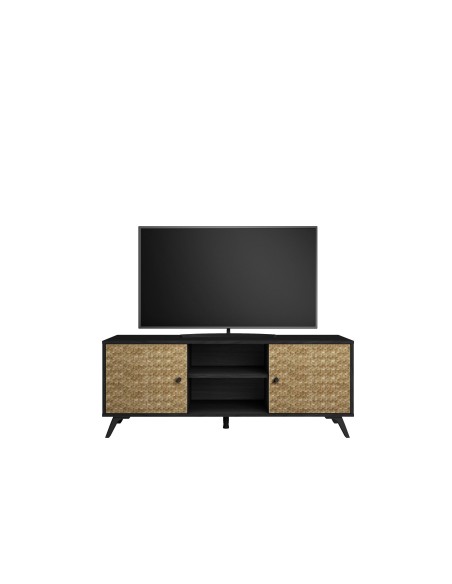 HANOI moderna TV FURNITURE 136x40, SOCAMINA preta e SERIGRAFIA