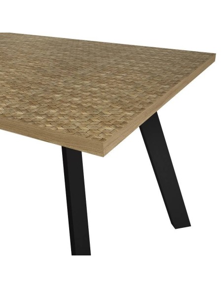 MESA moderna de COMEDOR HANOI 160X90, melamina serigrafía, metal negro