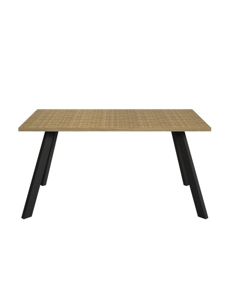MESA moderna de COMEDOR HANOI 160X90, melamina serigrafía, metal negro