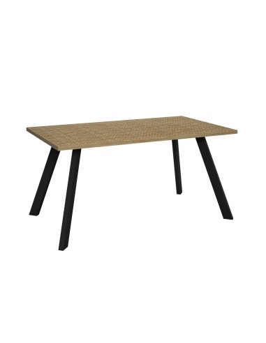 MESA moderna de COMEDOR HANOI 160X90, melamina serigrafía, metal negro