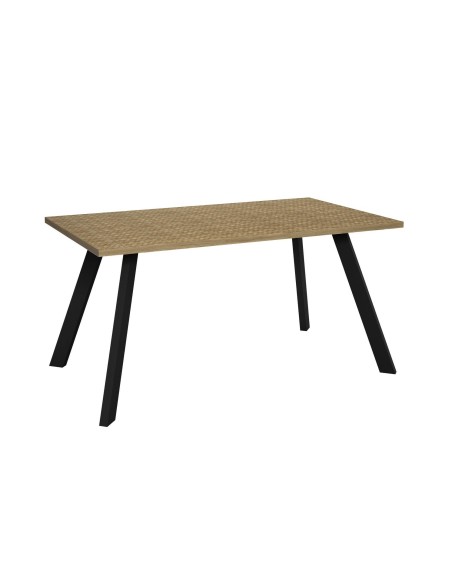 HANOI TABELA DINING moderna 160X90, melamina serigrafada, metal preto