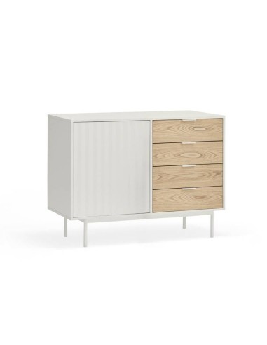 Teulat APARADOR SIERRA 108x47, DM lacado blanco y chapa de roble