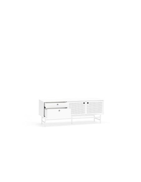 Móvel de TV TEULAT PUNTO 140x40, MDF lacado e metal branco