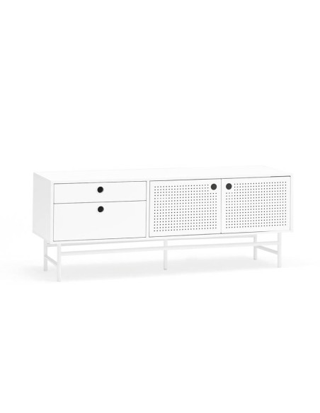 Móvel de TV TEULAT PUNTO 140x40, MDF lacado e metal branco